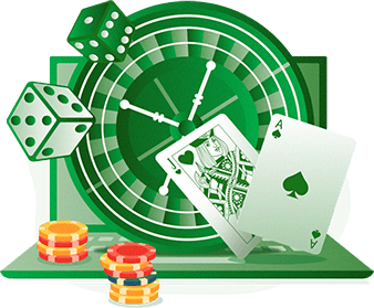 jogo de casino online com cartas de jogar, roleta e fichas de