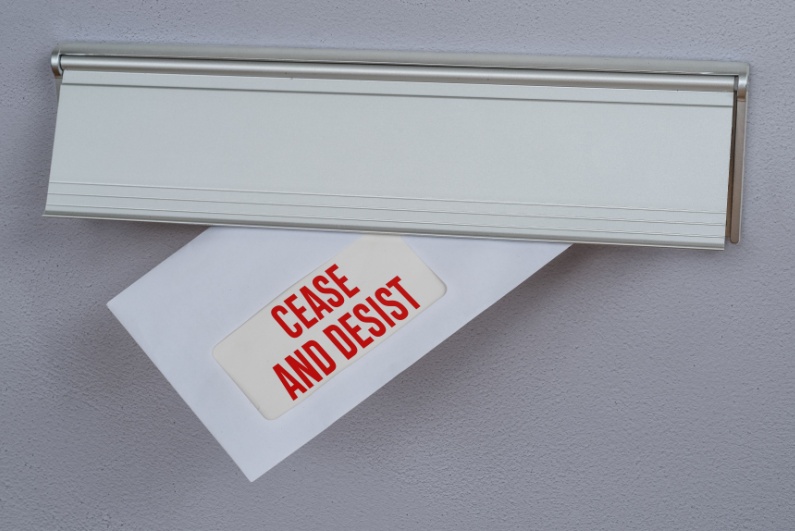 Cease and desist letter coming through mail slot