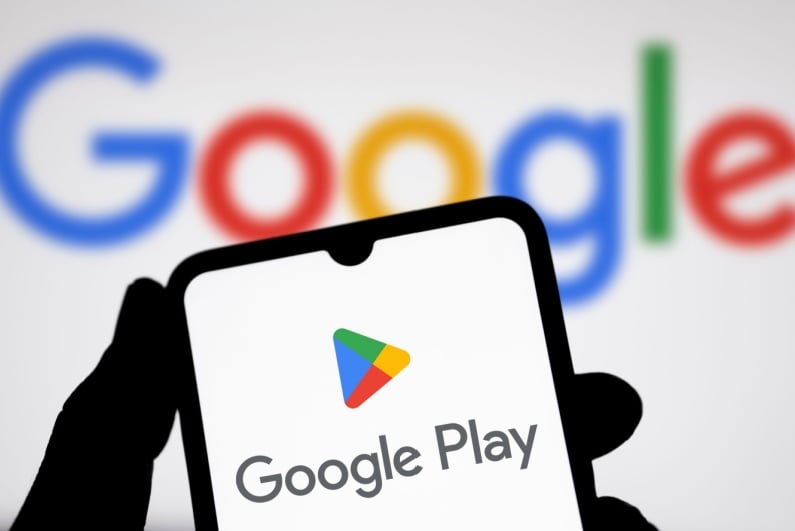 Google Play logo on phone