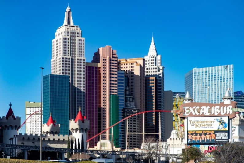 New York New York and Excalibur in Las Vegas