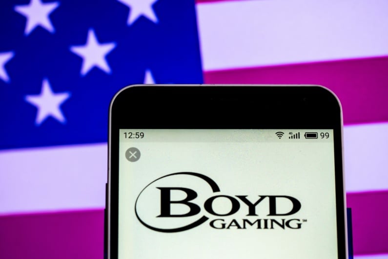 Boyd Gaming logo on phone