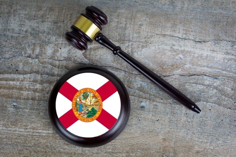 Florida flag on wooden gavel