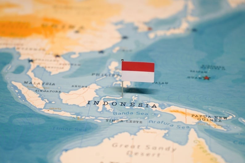 Indonesia flag in map