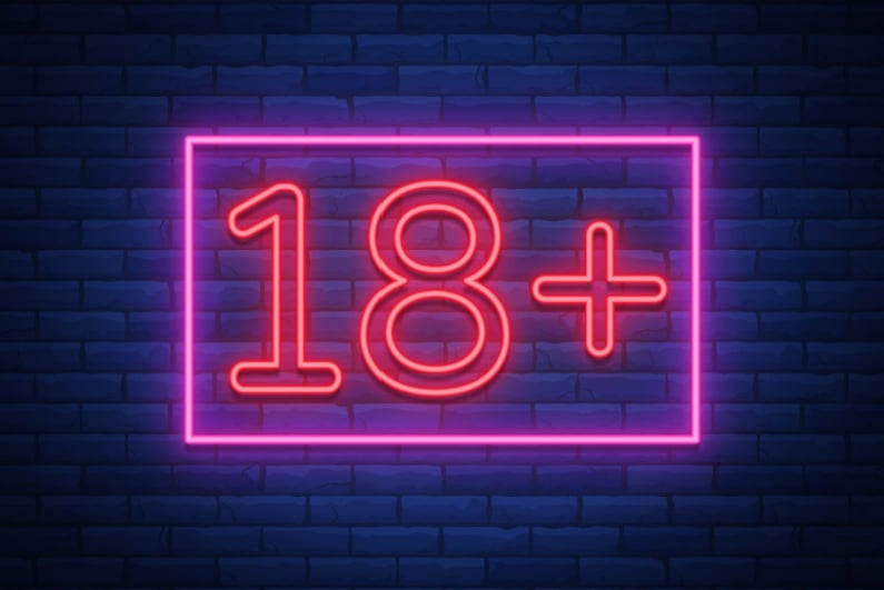 18+ neon sign
