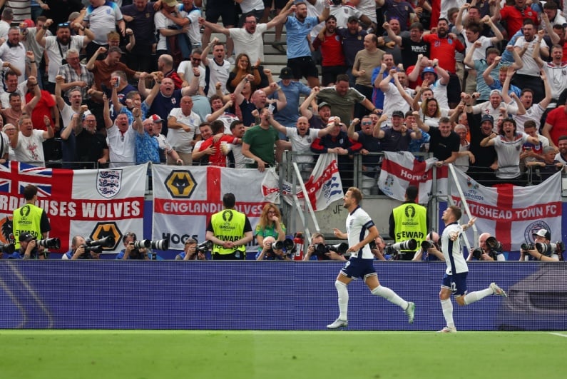England celebrating a goal at Euro 2024
