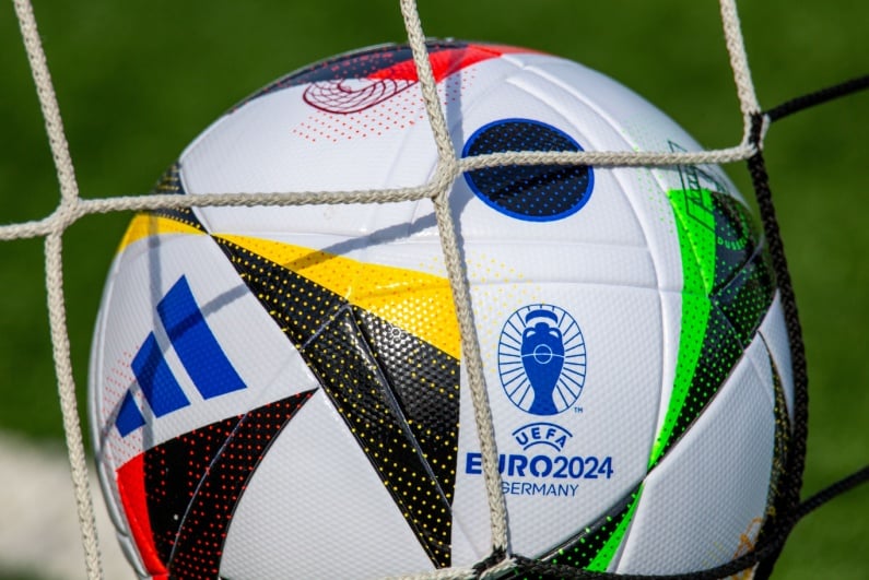 Euro 2024 soccer ball in net