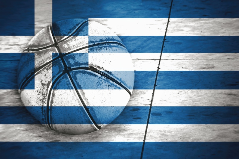 Greek flag and basketball