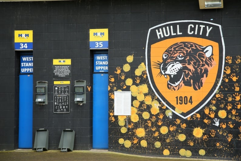 Hull City logo on stadium wall