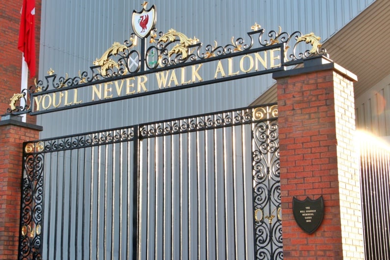 You'll Never Walk Alone sign at Anfield
