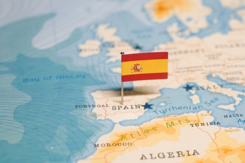 Spanish flag on map