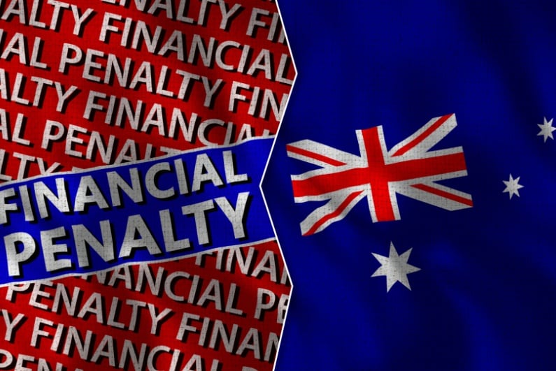 Australia flag with FINANCIAL PENALTY text