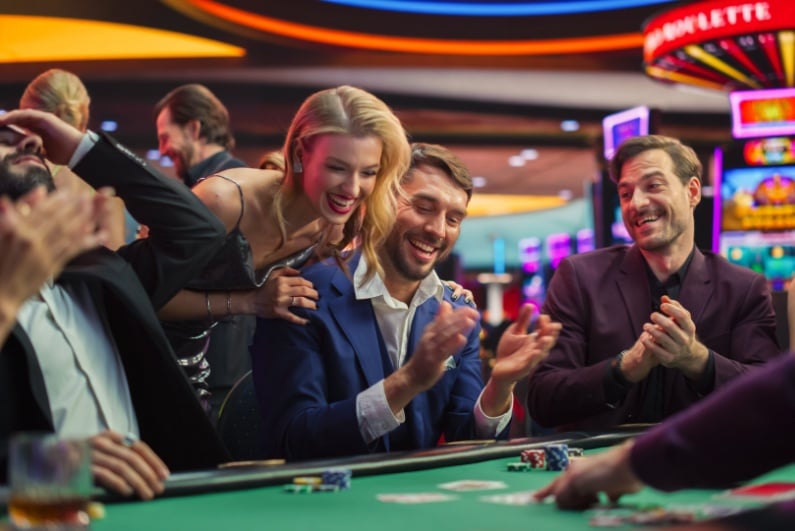 People having fun gambling in casino