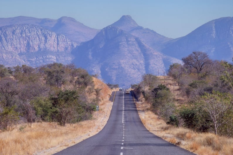 South Africa highway and mountain