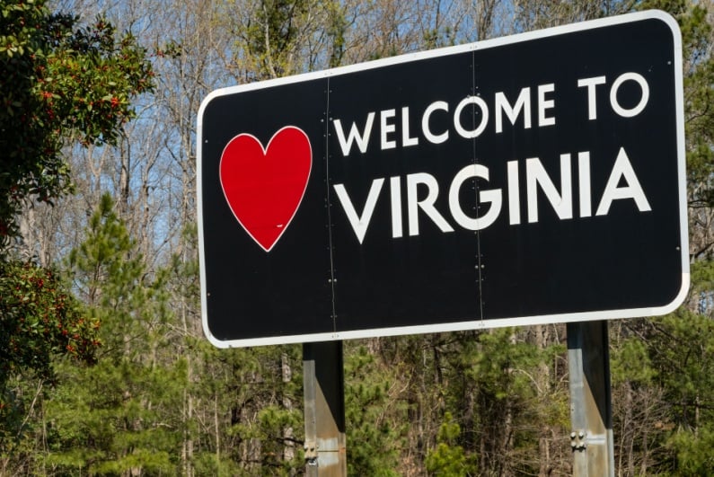 Welcome to Virginia road sign