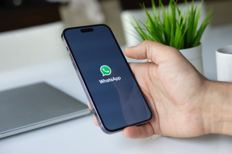 WhatsApp logo on phone