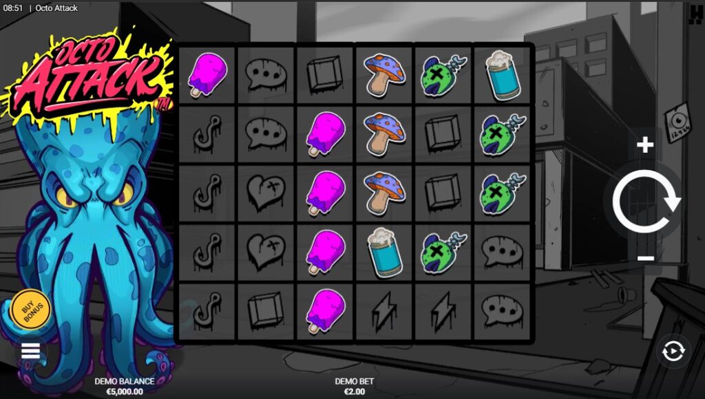 Octo Attack slot reels by Hacksaw Gaming