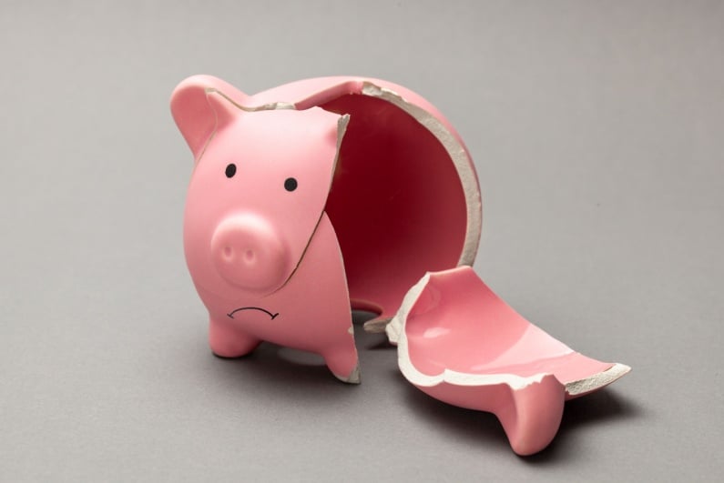 Broken piggy bank