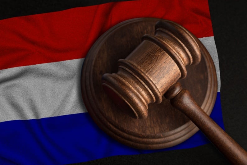 Gavel and Netherlands flag