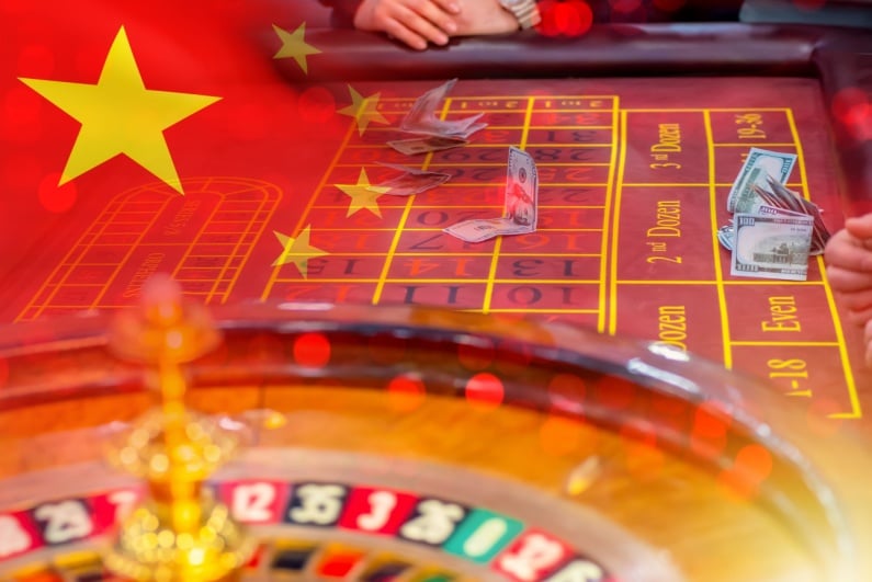 Roulette table and Chinese flag