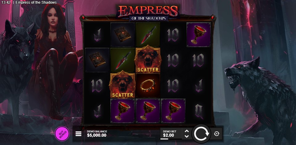 Empress of the Shadows slot reels by Bullshark Games