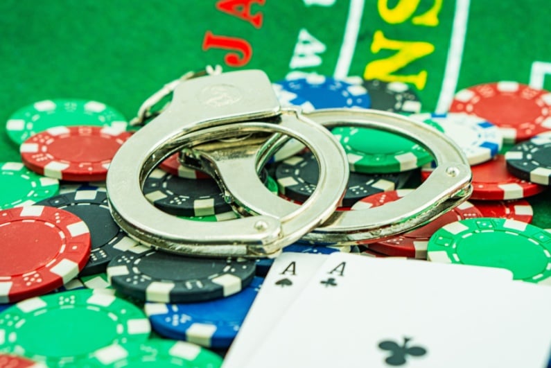 Handcuffs on gaming table