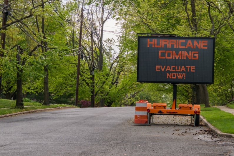 Hurricane evacuation sign