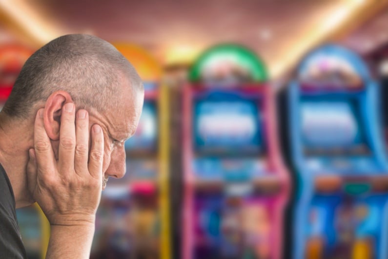 Sad man at casino