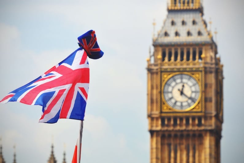 UK flag in front of Big Ben