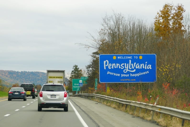 Welcome to Pennsylvania highway sign