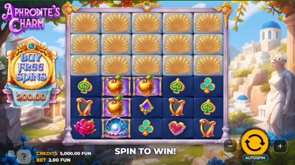 Aphrodite's Charm slot reels by Spinocchio - best new online slots of the week