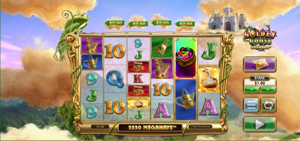 Golden Goose Megaways slot reels by Big Time Gaming