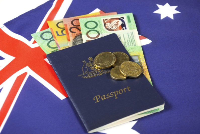 Australian passport and money