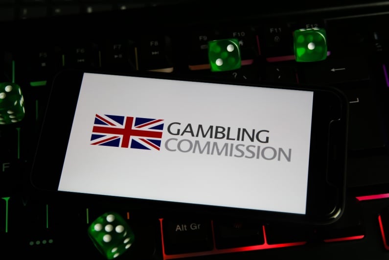 Gambling Commission logo on a phone