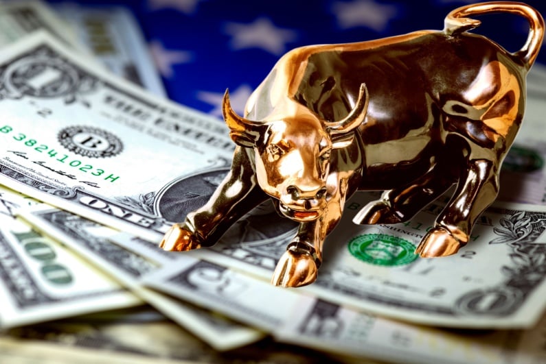 Golden bull on cash