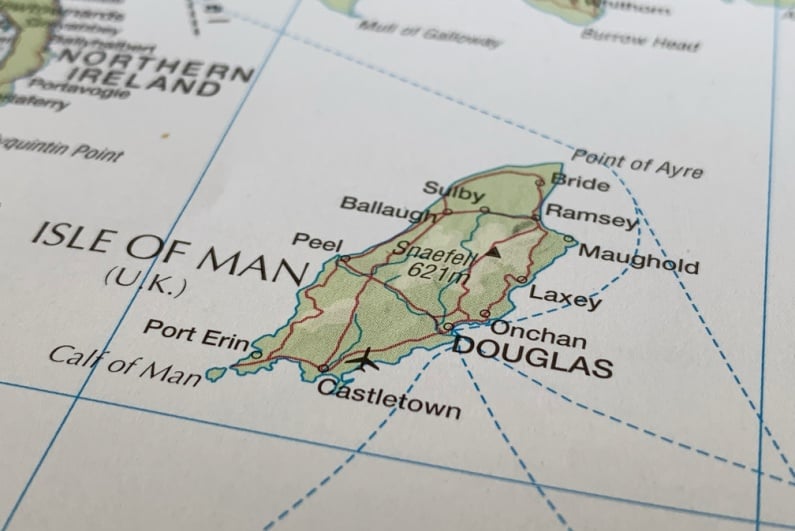 Isle of Man on a map