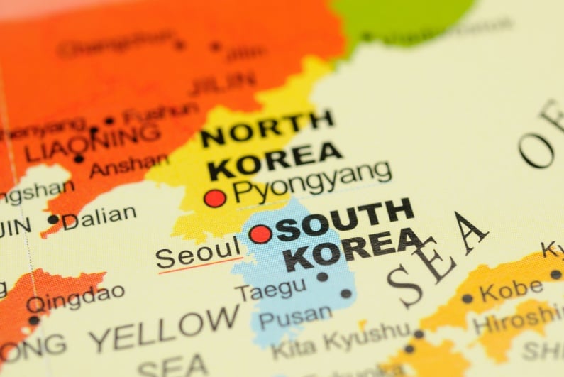 Korea on a map