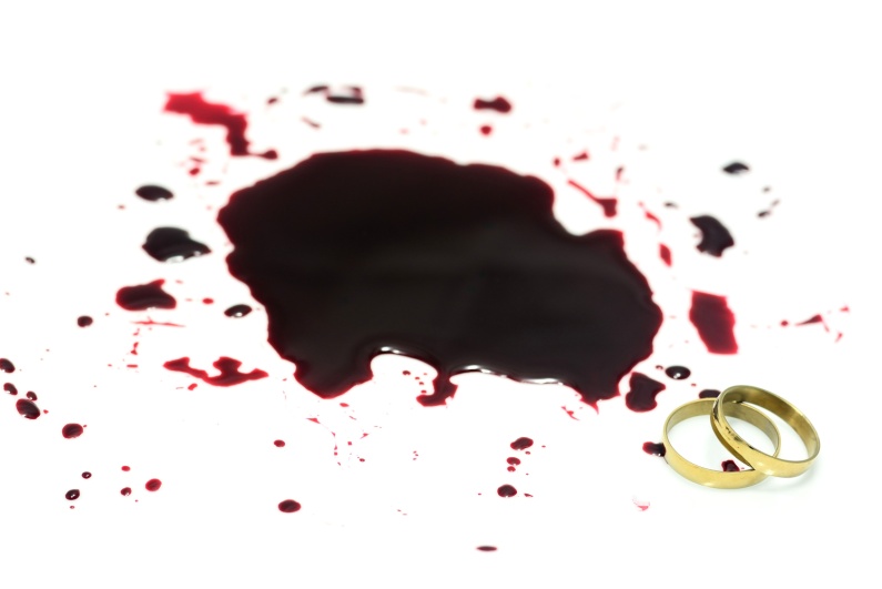 Two rings in a pool of blood