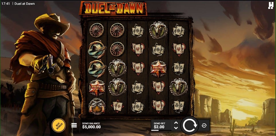 Duel at Dawn slot reels by Hacksaw Gaming