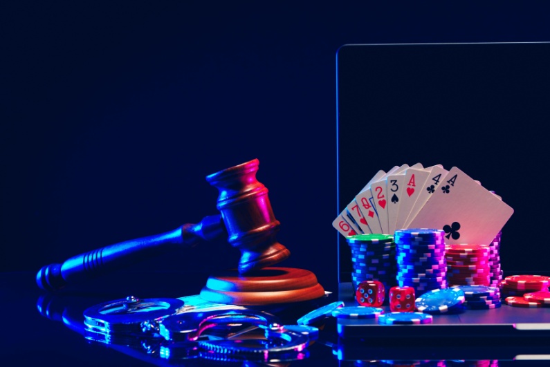 Gavel and poker chips