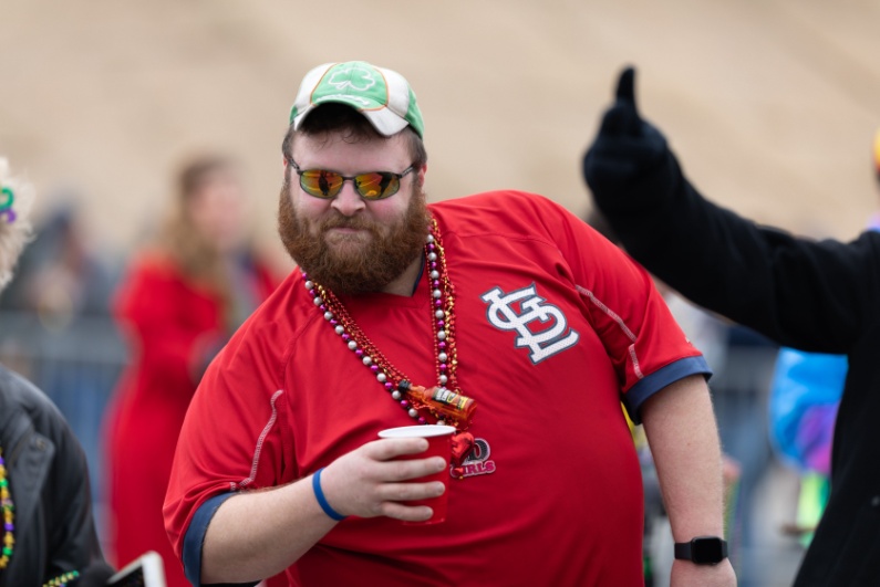 Bearded man wearing St. Louis Cardinals shirt