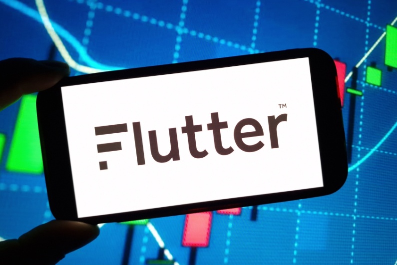 Flutter Entertainment logo on phone