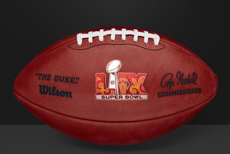 Football with Super Bowl LIX logo