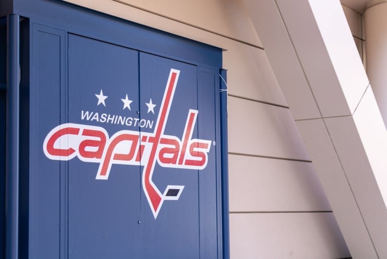 Washington Capitals logo on arena door