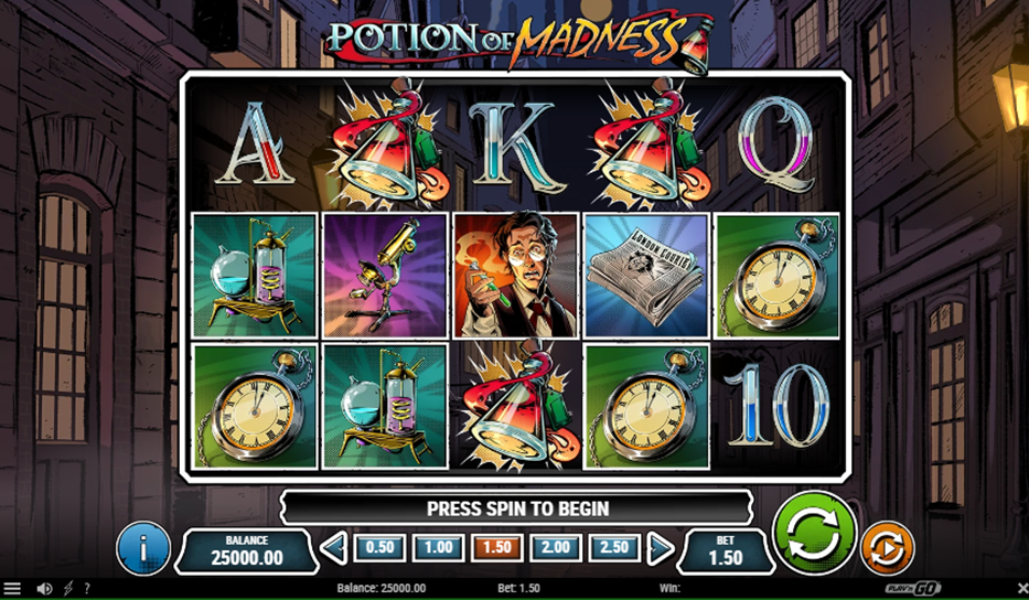 Potion of Madness online slot reels by Play'n GO