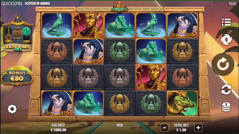 Gulungan slot Scepter of Anubis oleh Quickspin - slot online baru terbaik minggu ini