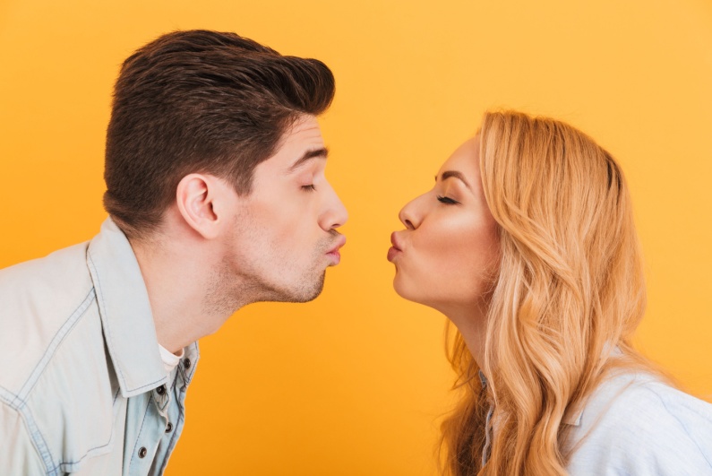 Couple moving in for a kiss