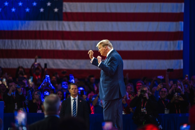 Donald Trump dancing on stage