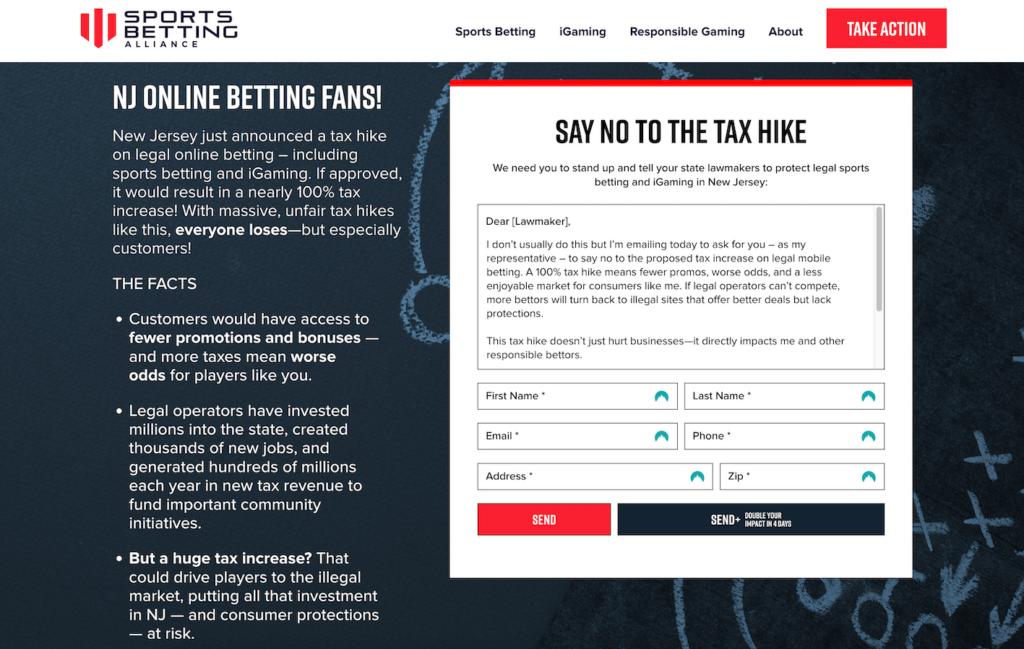 New Jersey tax hike online gambling alliance