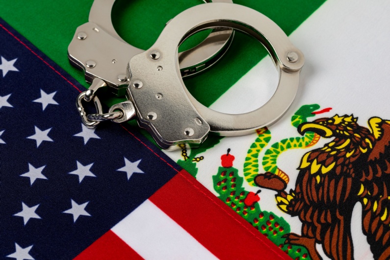 Mexico flag and handcuffs