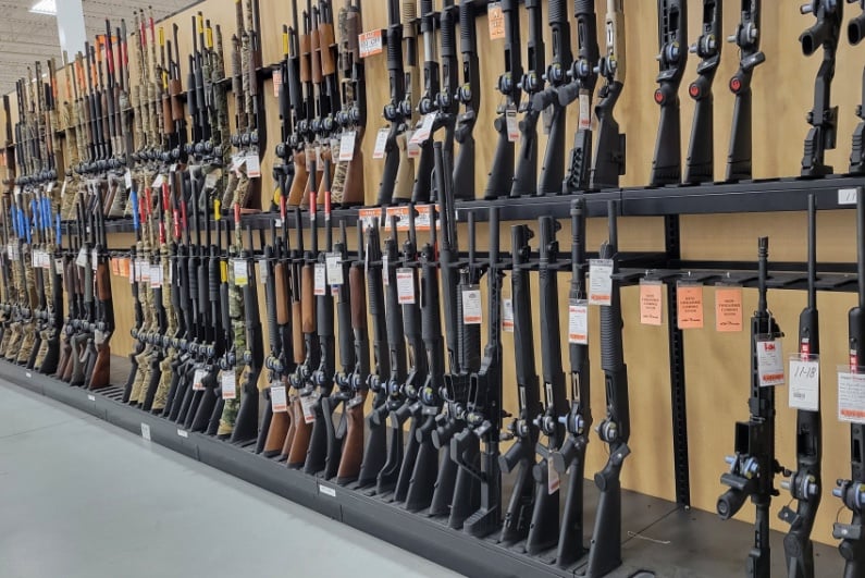 Wall of guns at gun store